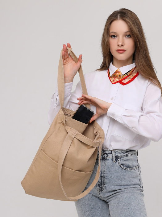 Zoozie Bags Bolso Tote Beige en Gabardina Zoozie Bags Bolso Tote Beige en Gabardina